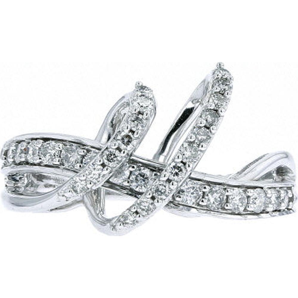 14K White Gold Diamond Crossover Ring with 0.50 Carat Total Round Diamonds