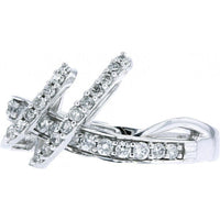 14K White Gold Diamond Crossover Ring with 0.50 Carat Total Round Diamonds