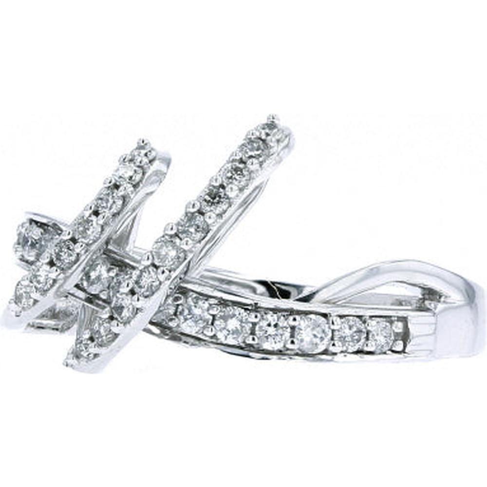 14K White Gold Diamond Crossover Ring with 0.50 Carat Total Round Diamonds