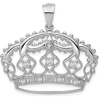14K White Gold Diamond Crown Pendant - 1/5 Carat Total Diamond Weight by Monteluci Fine Jewelry