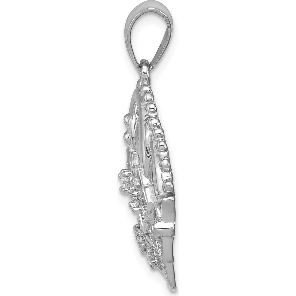14K White Gold Diamond Crown Pendant - 1/5 Carat Total Diamond Weight by Monteluci Fine Jewelry