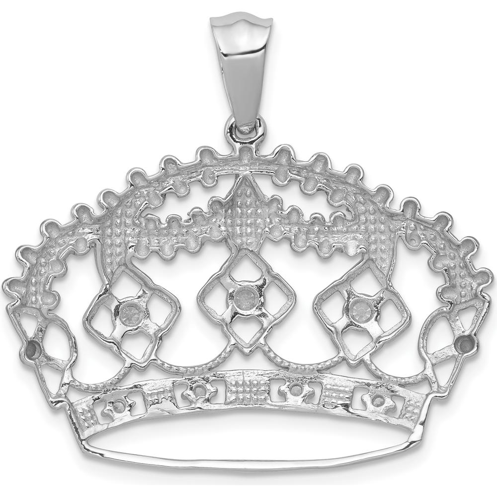 14K White Gold Diamond Crown Pendant - 1/5 Carat Total Diamond Weight by Monteluci Fine Jewelry