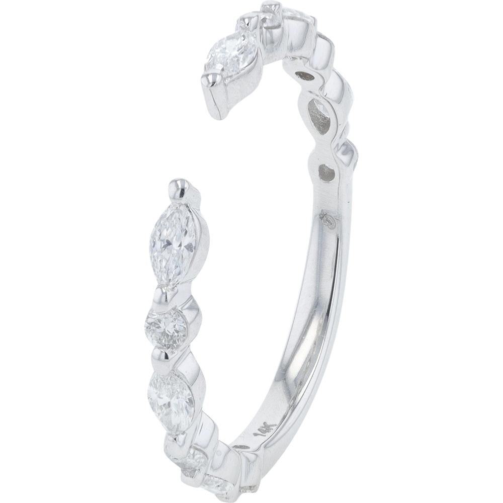 14K White Gold Diamond Cuff Band with 0.50 Total Carats Weight of Brilliant Diamonds