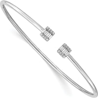 14K White Gold Diamond Cuff Bracelet with Baguette and Round Diamonds - 0.03 Carats Baguette, 0.005 Carats Round Total Diamond Weight by Oro Pregiato