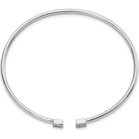 14K White Gold Diamond Cuff Bracelet with Baguette and Round Diamonds - 0.03 Carats Baguette, 0.005 Carats Round Total Diamond Weight by Oro Pregiato