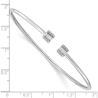 14K White Gold Diamond Cuff Bracelet with Baguette and Round Diamonds - 0.03 Carats Baguette, 0.005 Carats Round Total Diamond Weight by Oro Pregiato