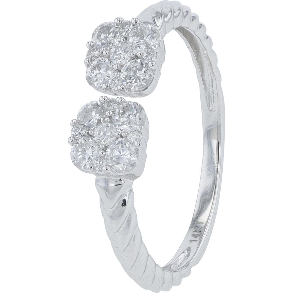 14K White Gold Diamond Cuff Ring with 0.43 Carat Total Diamond Weight
