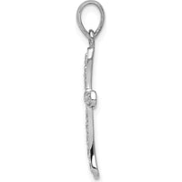 14K White Gold Diamond Curved Cross Pendant - 1/8 Carat Total Diamond Weight by Monteluci Fine Jewelry