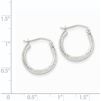 14K White Gold Diamond-Cut 17mm Hollow Hoop Earrings with Polished Finish and Rhodium Plating by 0