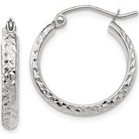 14K White Gold Diamond-Cut 18mm Hoop Earrings with Polished Finish by 0