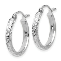 14K White Gold Diamond-Cut 18mm Hoop Earrings with Polished Finish by 0