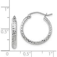 14K White Gold Diamond-Cut 18mm Hoop Earrings with Polished Finish by 0