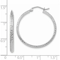 14K White Gold Diamond-cut 30mm Hollow Hoop Earrings - Polished Rhodium Finish by 0