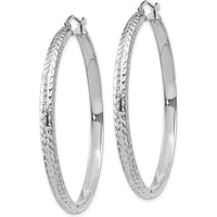 14K White Gold Diamond-Cut 46mm Hollow Hoop Earrings with Polished Finish by 0