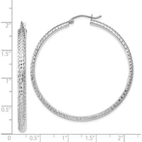 14K White Gold Diamond-Cut 46mm Hollow Hoop Earrings with Polished Finish by 0