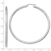 14K White Gold Diamond-Cut 65mm Large Hoop Earrings with Polished Rhodium Finish by 0