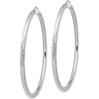 14K White Gold Diamond-cut 80mm Lightweight Hoop Earrings by 0