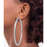 14K White Gold Diamond-cut 80mm Lightweight Hoop Earrings by 0
