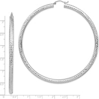 14K White Gold Diamond-cut 80mm Lightweight Hoop Earrings by 0