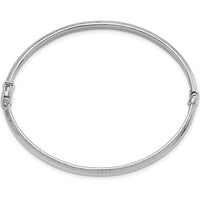 14K White Gold Diamond-Cut and Laser-Cut Hinged Oval Bangle Bracelet - 4.10mm Width by Oro Pregiato