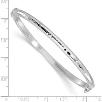 14K White Gold Diamond-Cut and Laser-Cut Hinged Oval Bangle Bracelet - 4.10mm Width by Oro Pregiato