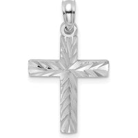 14K White Gold Diamond-Cut Block Cross Charm - 18mm Length by Oro Pregiato