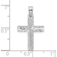 14K White Gold Diamond-Cut Block Cross Charm - 18mm Length by Oro Pregiato