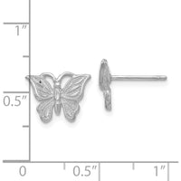 14K White Gold Diamond-Cut Butterfly Earrings with Polished Finish by 0