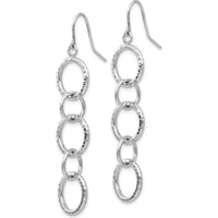 14K White Gold Diamond Cut Circle Dangle Earrings with French Wire Closure - 55mm Long by 0