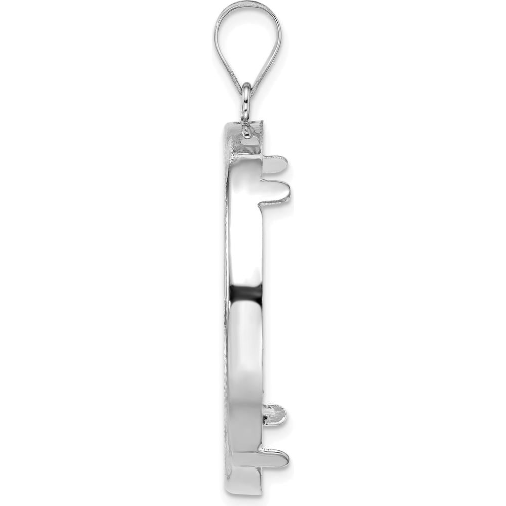14K White Gold Diamond-Cut Coin Bezel Pendant - Fits 1 oz. American Eagle Coin by Numis Coin Jewelry