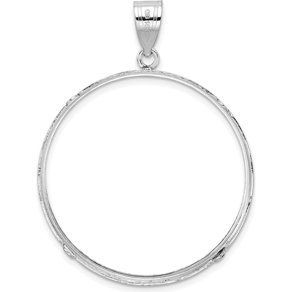 14K White Gold Diamond-Cut Coin Bezel Pendant - Fits 1 oz. American Eagle Coin by Numis Coin Jewelry