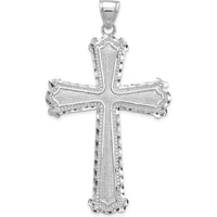 14K White Gold Diamond-Cut Cross Pendant - Polished Rhodium Finish 42mm Length by Oro Pregiato
