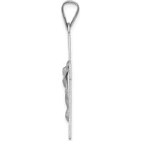 14K White Gold Diamond-Cut Crucifix Pendant - Polished Finish by Oro Pregiato