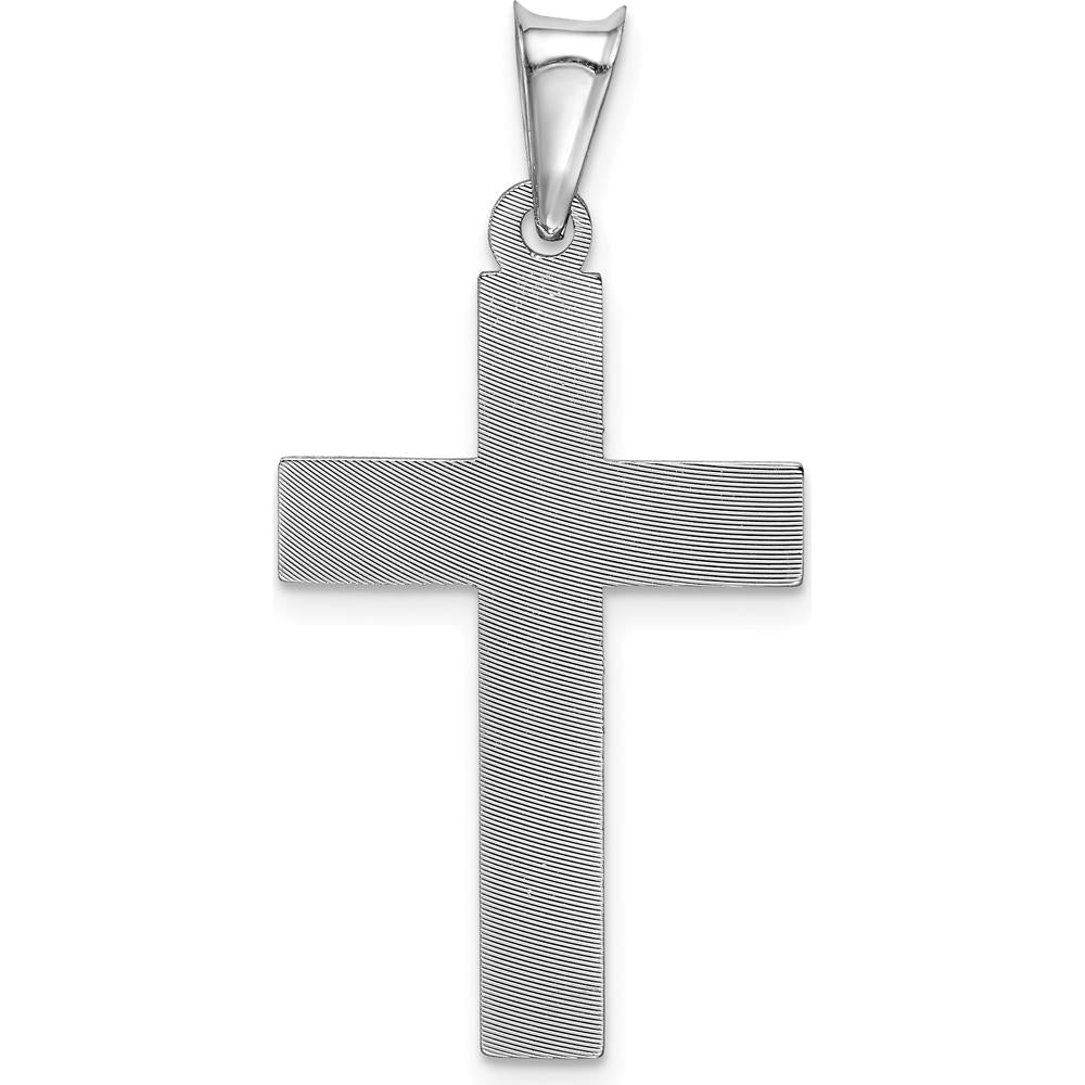 14K White Gold Diamond-Cut Crucifix Pendant - Polished Finish by Oro Pregiato