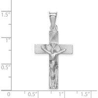 14K White Gold Diamond-Cut Crucifix Pendant - Polished Finish by Oro Pregiato