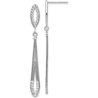 14K White Gold Diamond-Cut Dangle Earrings - 48mm Drop Length by 0