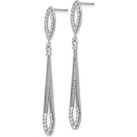 14K White Gold Diamond-Cut Dangle Earrings - 48mm Drop Length by 0
