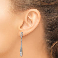 14K White Gold Diamond-Cut Dangle Earrings - 48mm Drop Length by 0