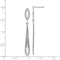 14K White Gold Diamond-Cut Dangle Earrings - 48mm Drop Length by 0