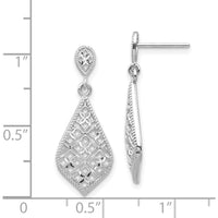 14K White Gold Diamond-Cut Drop Dangle Earrings - Lightweight & Polished Finish by Oro Pregiato