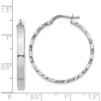 14K White Gold Diamond Cut Edge Large Hoop Earrings - 32.25mm Length by 0