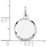 14K White Gold Diamond-Cut Etched Round Disc Engraveable Pendant by Oro Pregiato