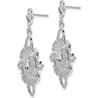 14K White Gold Diamond-Cut Filigree Dangle Earrings - 0.50 Carat Total Diamond Weight by 0