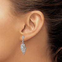 14K White Gold Diamond-Cut Filigree Dangle Earrings - 0.50 Carat Total Diamond Weight by 0