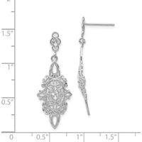 14K White Gold Diamond-Cut Filigree Dangle Earrings - 0.50 Carat Total Diamond Weight by 0