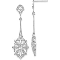 14K White Gold Diamond-Cut Filigree Drop Earrings by 0