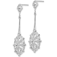 14K White Gold Diamond-Cut Filigree Drop Earrings by 0