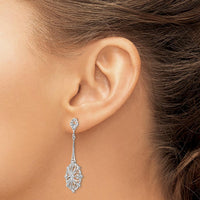 14K White Gold Diamond-Cut Filigree Drop Earrings by 0