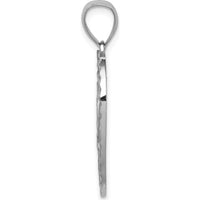 14K White Gold Diamond-Cut Heart Pendant - Elegant and Sparkling Charm by Oro Pregiato