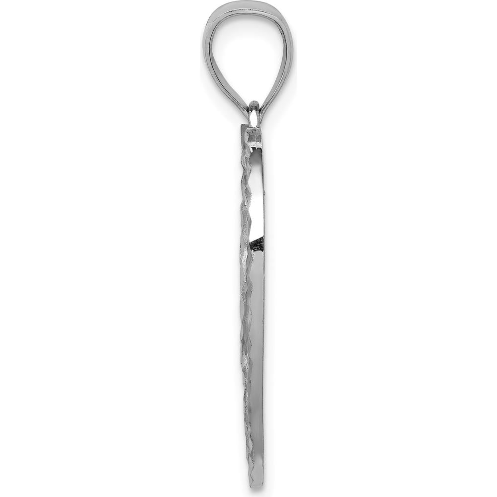 14K White Gold Diamond-Cut Heart Pendant - Elegant and Sparkling Charm by Oro Pregiato